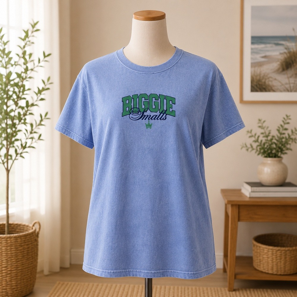 The Notorious BIG Biggie Smalls‎ Mineral Wash Blue Graphic T-Shirt Mens Medium